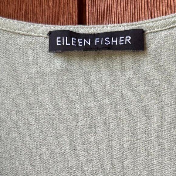 EUC Eileen Fisher Sea Green Short Sleeve Silk Georgette Crepe Tunic - X-Large - Picture 3 of 9